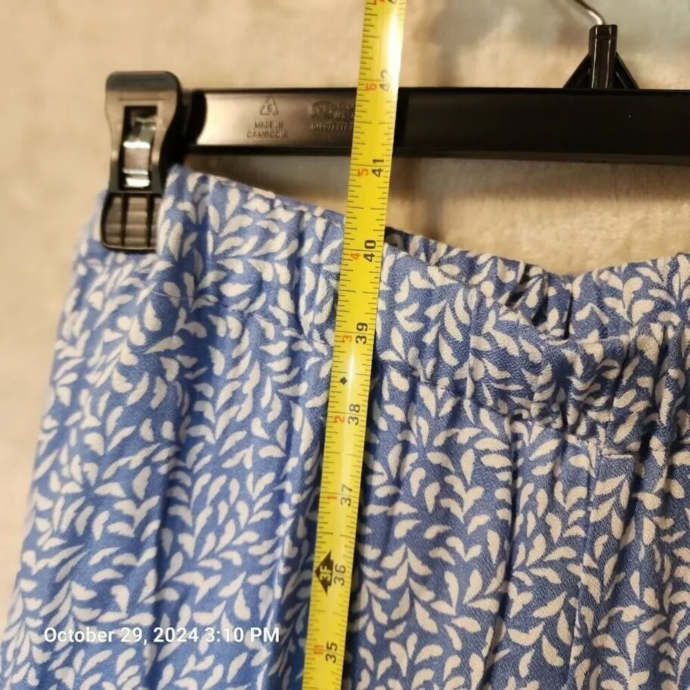 Kiwi + Punch Wide Leg Sarong Pant And Smocked Crop Top Set Blue Women's Large - Picture 11 of 16